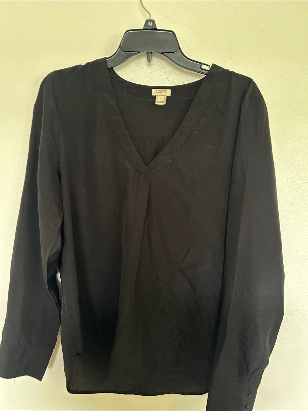 J. Crew Black V-Neck Long Sleeve Blouse